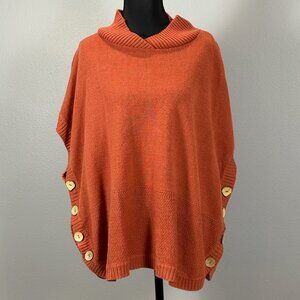 Poncho Style Sweater w/ Wooden Buttons
